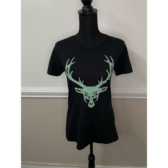 Bucked Up Black Short Sleeve Tee with Green Logo - Picture 1 of 8